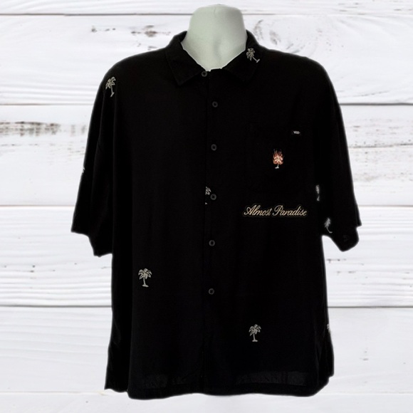 VANS Men’s Almost Paradise Off the Wall Resort Club Large Button Down Shirt - Picture 4 of 11